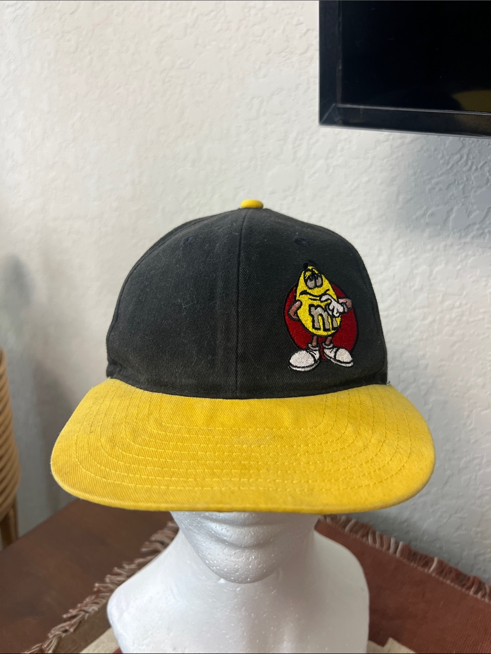 Vintage M&M'S Black Crown Yellow Bill Baseball Cap with Yellow M&M Patch